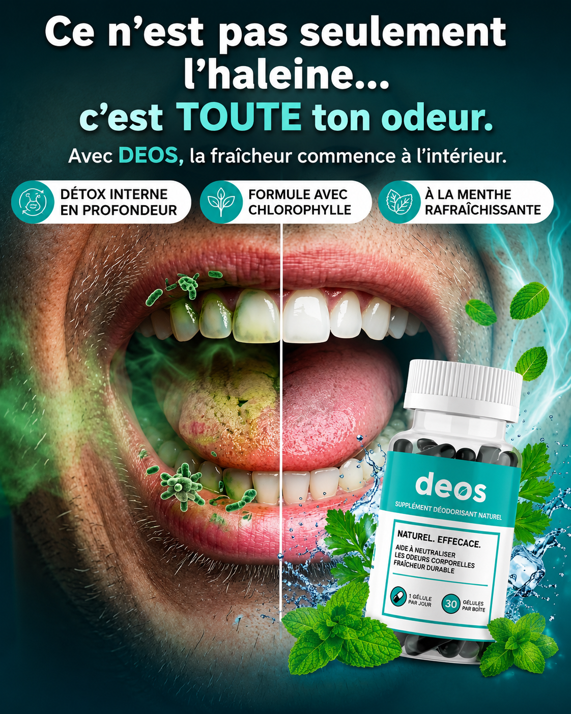 Déodorant Interne Naturel à la Chlorophylle | Fraîcheur Corporelle Complète